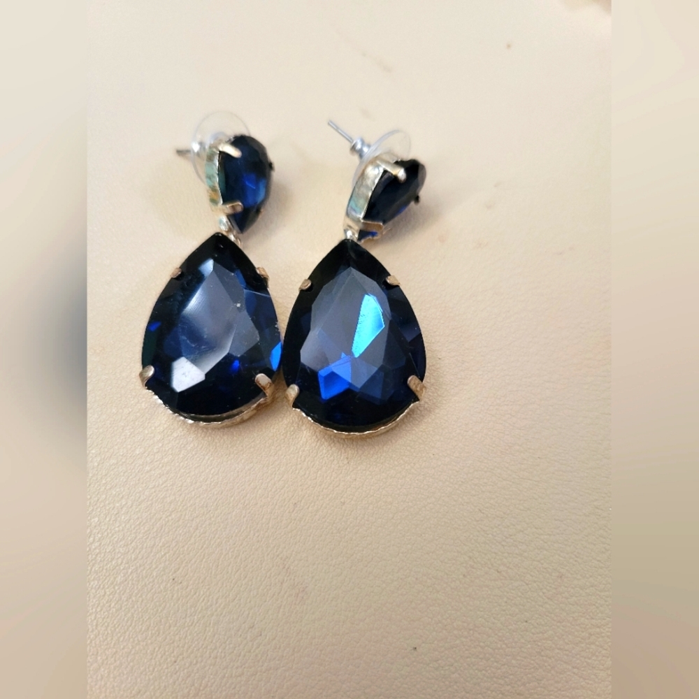 Blue earrings fantasy gem